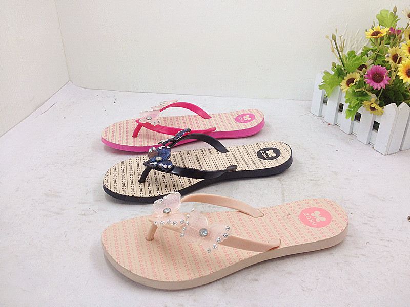PVC strap with butterfly comfortable insole elegant PCU slip